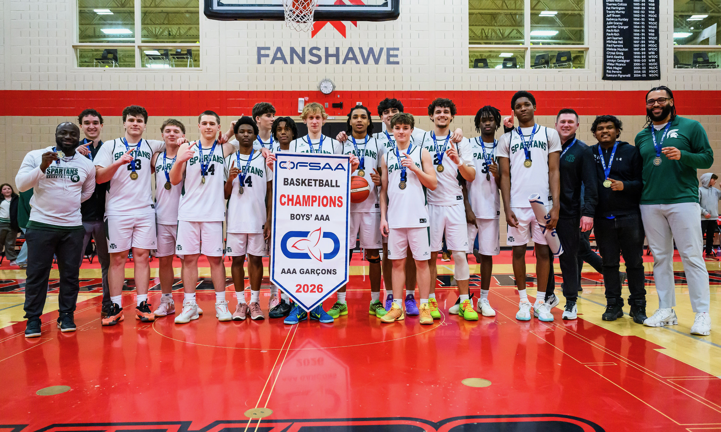 Coach AD with the Spartans — OFSAA AAA Boys' Champions 2026
